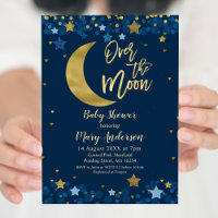 Au-dessus du Baby shower bleu de la Lune