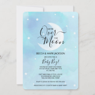 Invitation Au-Dessus Du Baby shower D'Aquarelle Bleu Lune