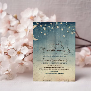 Invitation Au-dessus du Baby shower d'aquarelle bleu lune
