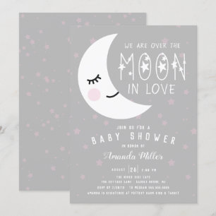 Invitation Au-Dessus Du Baby shower De Fille Lune