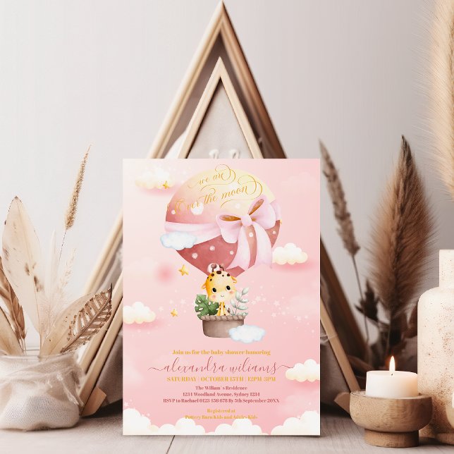 Invitation Au-dessus du Baby shower de la Giraffe de la Lune (Créateur téléchargé)