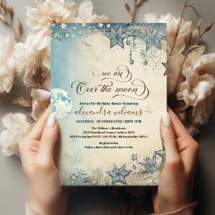 Invitation Au-dessus du Baby shower des Garçons Bleus Lune