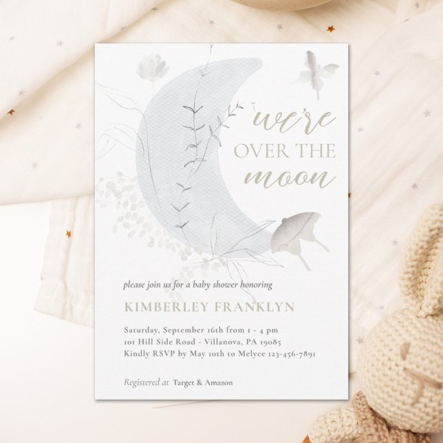 Invitation Au-dessus du Baby shower des garçons de la Lune Bo (Créateur téléchargé)