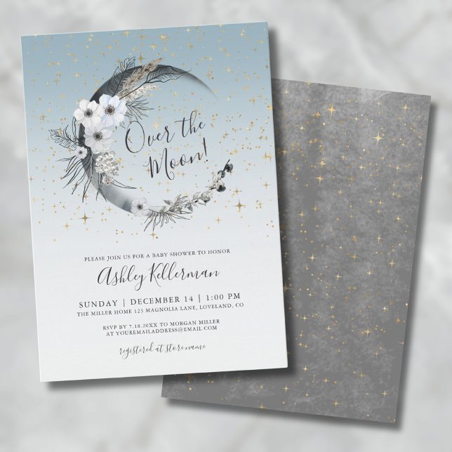 Invitation Au-Dessus Du Baby shower Lune (Over The Moon Baby Shower Invitation )