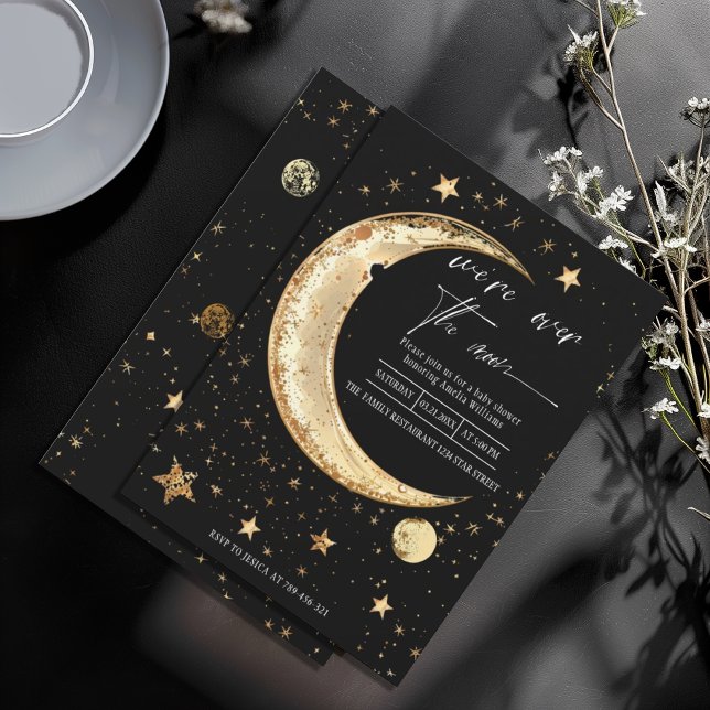 Invitation Au-dessus du Baby shower Lune Gold Sky (Créateur téléchargé)