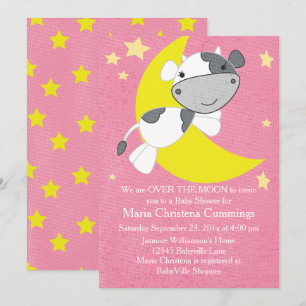 Invitation Au-Dessus Du Baby shower Rose Lune