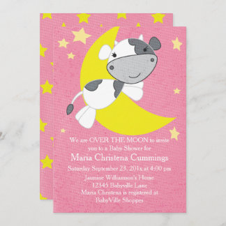 Invitation Au-Dessus Du Baby shower Rose Lune