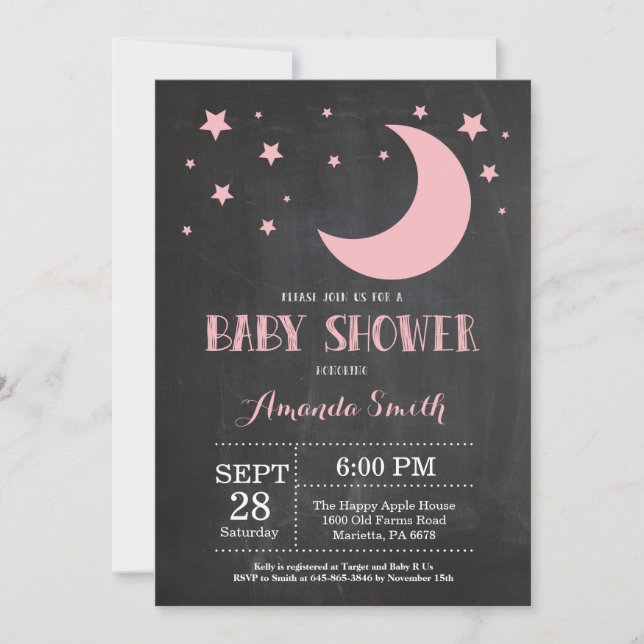 Invitation Au-dessus du rose d'invitation de baby shower de (Devant)