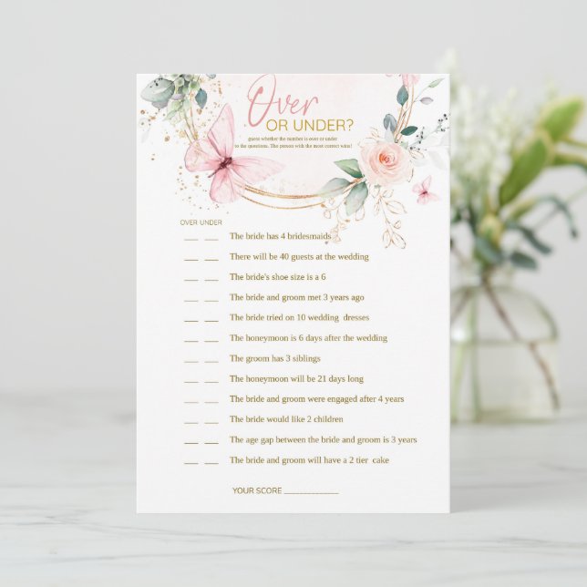 Invitation Au-dessus ou sous le jeu Fleurs sauvages papillon  (Debout devant)