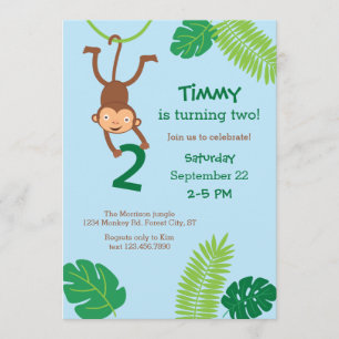 Invitation au deuxième anniversaire du singe dans 