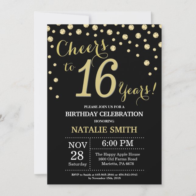 Invitation au diamant du 16e anniversaire de Black (Devant)
