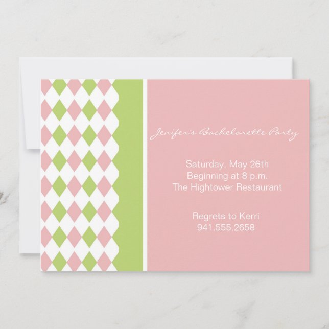 Invitation au diamant rose et vert (Devant)