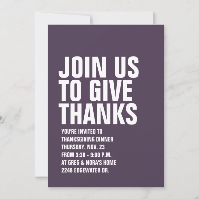 Invitation au dîner Bold Thanksgiving (Devant)