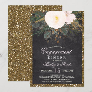 Invitation au dîner de fiançailles Floral hivernal