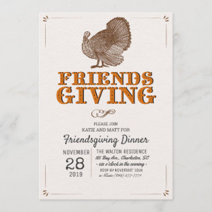 Invitation au dîner de Friendsgiving de la dinde v