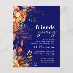 Invitation au dîner de Friendsgiving floral automn