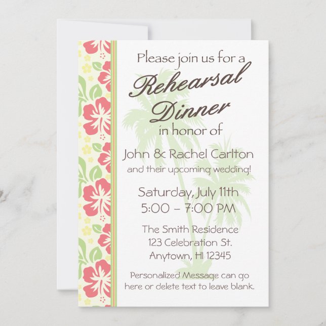 Invitation au dîner de la Rehearsal de Luau (Devant)