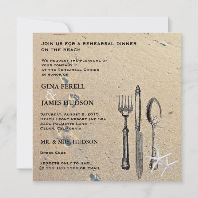 Invitation au dîner de la répétition de mariage de (Devant)