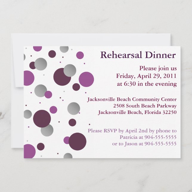 Invitation au dîner de la répétition de points de  (Devant)