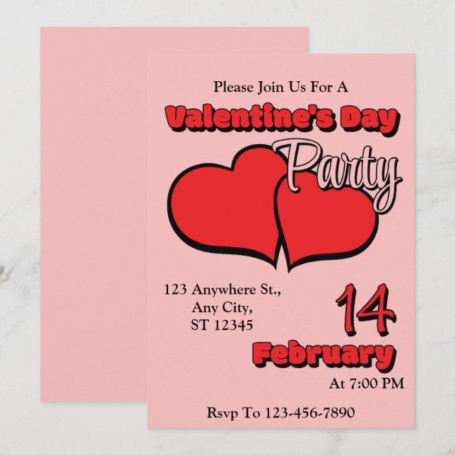Invitation au dîner de la Saint-Valentin (Devant / Derrière)