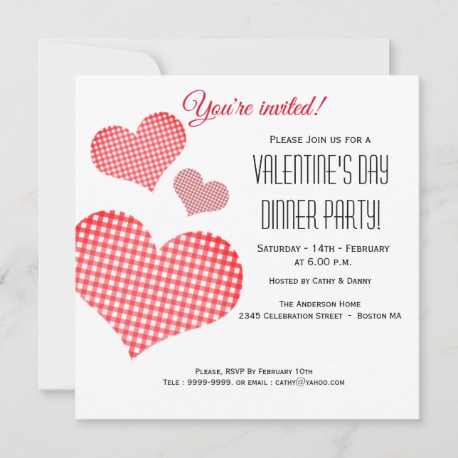 Invitation au dîner de la Saint-Valentin au cœur r (Devant)