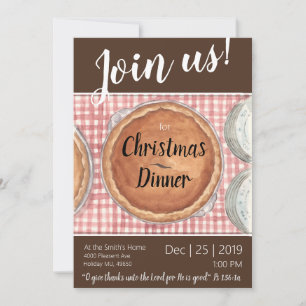 Invitation au dîner de Noël avec enveloppe