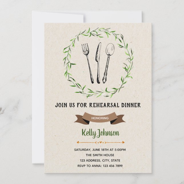 Invitation au dîner de répétition (Devant)