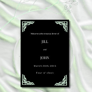 Invitation au dîner de répétition de mariage Noir 