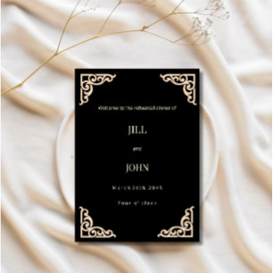 Invitation au dîner de répétition de mariage noir 