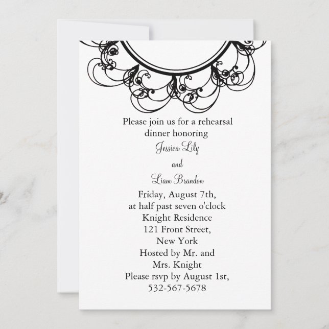 Invitation au dîner de répétition de monogramme (b (Devant)