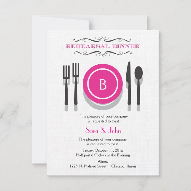 Invitation au dîner de répétition de monogrammes r (Devant)