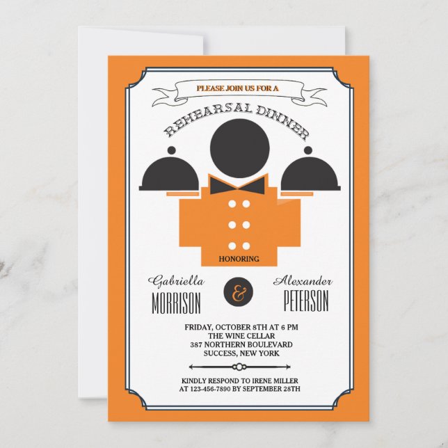 Invitation au dîner de répétition de restauration (Devant)