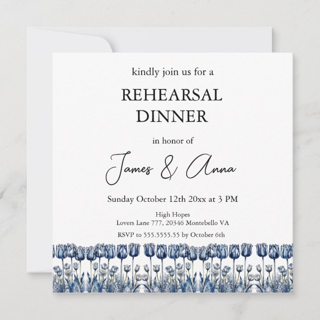 Invitation au dîner de répétition du Delft Blue Tu (Devant)