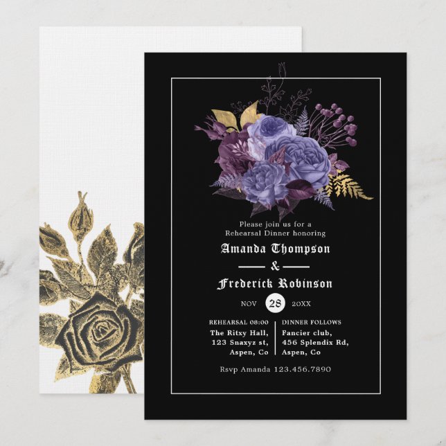 Invitation au dîner de répétition gothique d'Hallo (Devant / Derrière)