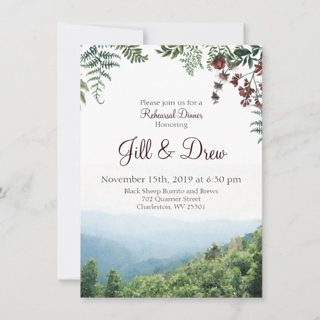 Invitation au dîner de répétition - Mariage d'auto (Devant)