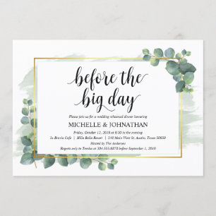 Invitation au dîner de répétition Mariage Eucalypt