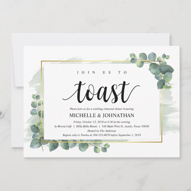 Invitation au dîner de répétition Mariage Eucalypt (Devant)