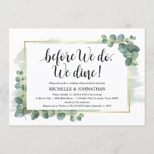 Invitation au dîner de répétition Mariage Eucalypt