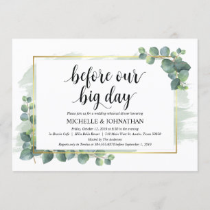 Invitation au dîner de répétition Mariage Eucalypt