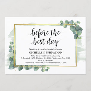 Invitation au dîner de répétition Mariage Eucalypt