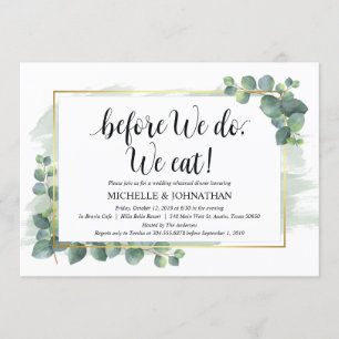 Invitation au dîner de répétition Mariage Eucalypt