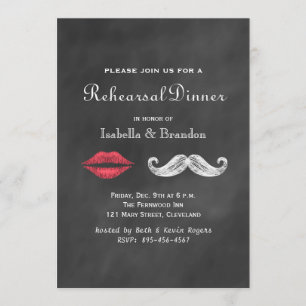 Invitation au dîner de répétition Mustache & Lips