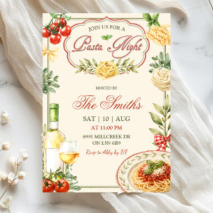 Invitation au dîner de soirée Pâtes Italiennes