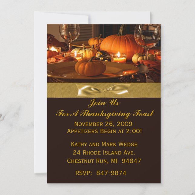 Invitation Au Dîner De Thanksgiving (Devant)