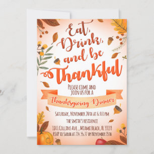 Invitation Au Dîner De Thanksgiving