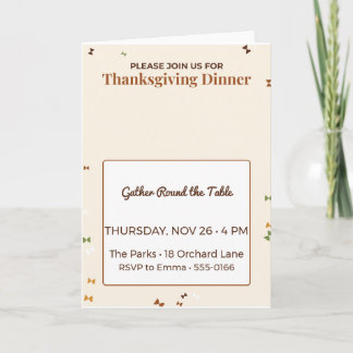 Invitation au dîner de Thanksgiving autour de la t