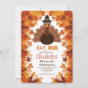 Invitation au dîner de Thanksgiving avec chapeau d