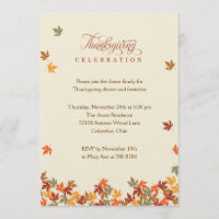 Invitation au dîner de Thanksgiving de Fall Leaves