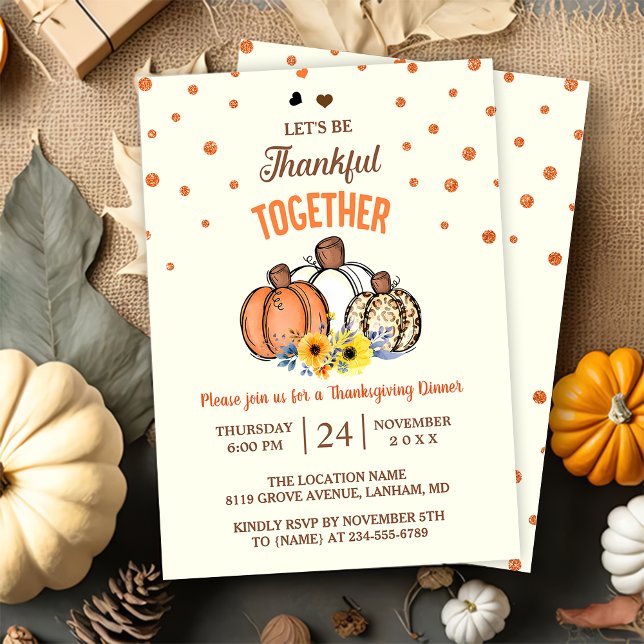 Invitation au dîner de Thanksgiving Fumpkin d'auto (Créateur téléchargé)