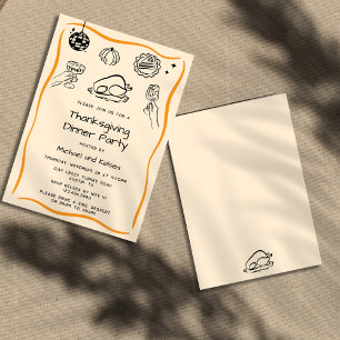 Invitation au dîner de Thanksgiving griffonnée à l